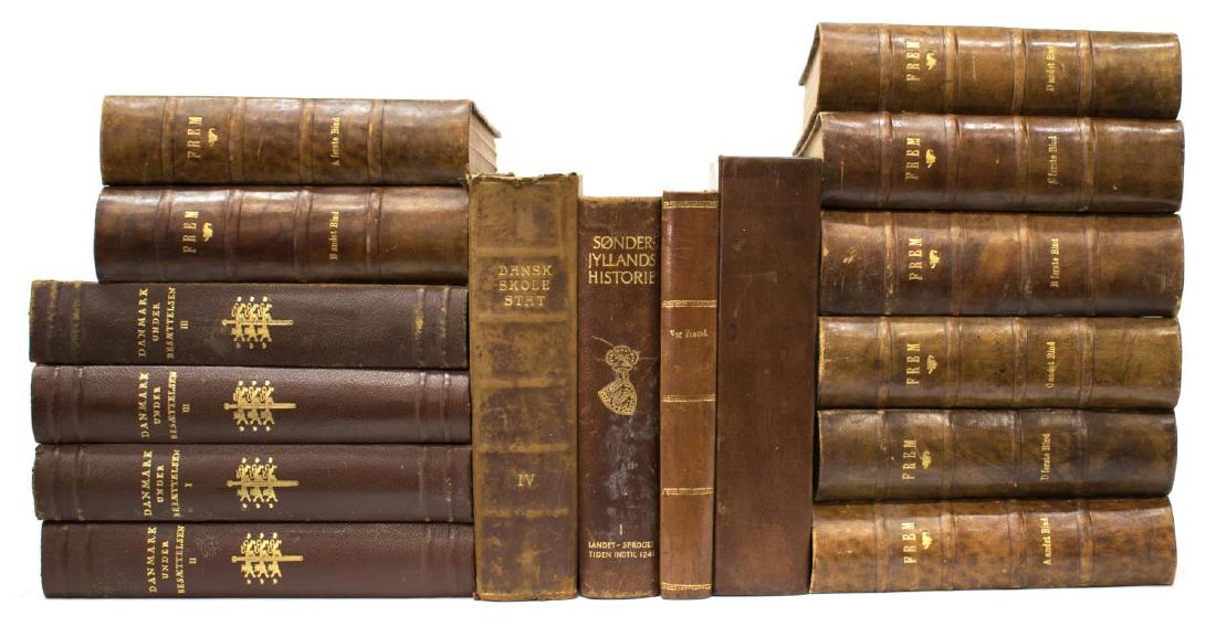 (16) DANISH BROWN LEATHER BOUND LIBRARY BOOKS (1 of 3)