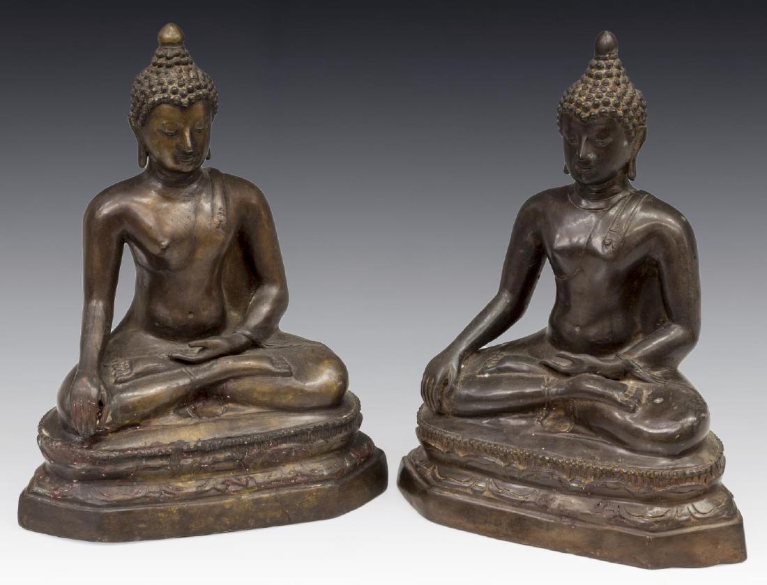 (2) THAI BRONZE SEATED BUDDHAS (1 of 3)