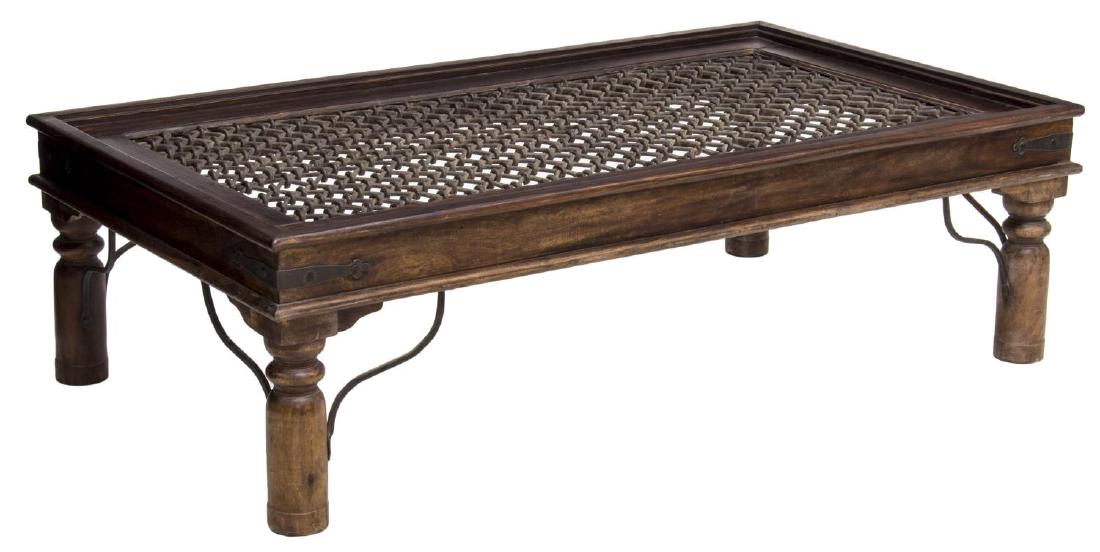 DUTCH COLONIAL TEAK & IRON LATTICE COFFEE TABLE (1 of 2)