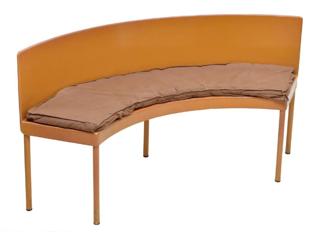 ITALIAN MODERN CURVED BACK METAL BENCH (1 of 2)