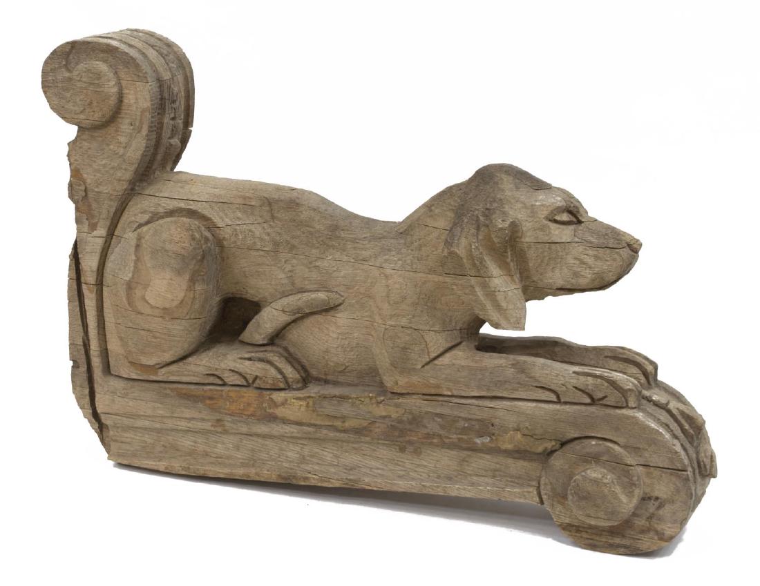 CARVED WOODEN DOG FORM WALL CORBEL (1 of 4)