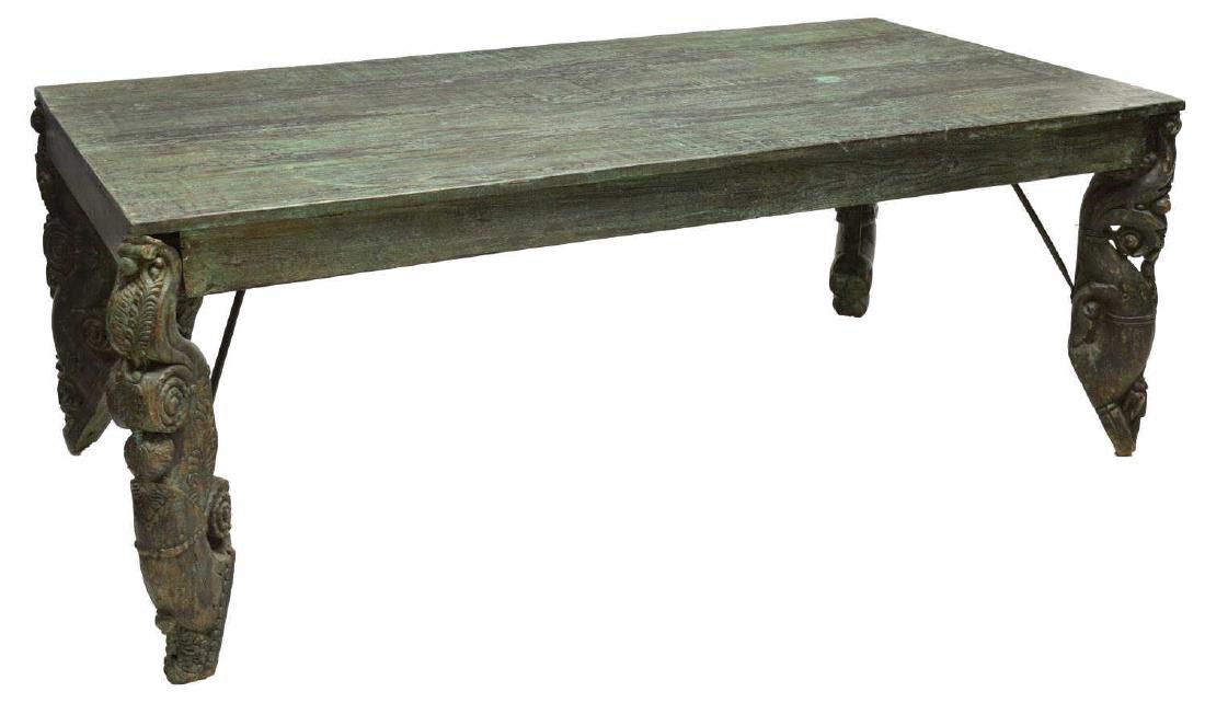 DUTCH COLONIAL STYLE PAINTED TEAK LIBRARY TABLE (1 of 5)