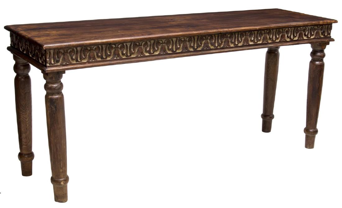 COLONIAL STYLE CARVED TEAKWOOD CONSOLE TABLE (1 of 2)
