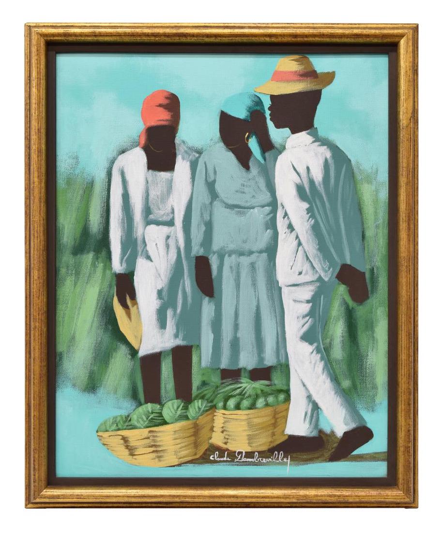 HAITIAN PAINTING THREE FIGURES, CLAUDE DAMBREVILLE (1 of 5)