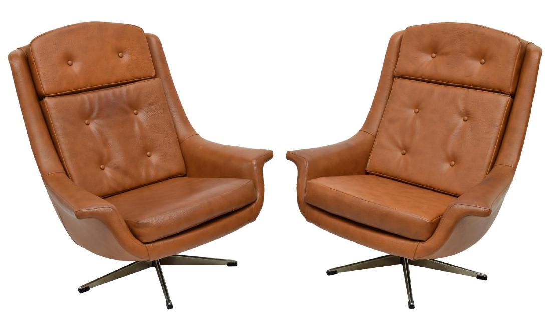 (2) DANISH MID-CENTURY MODERN BROWN CHAIRS (1 of 2)