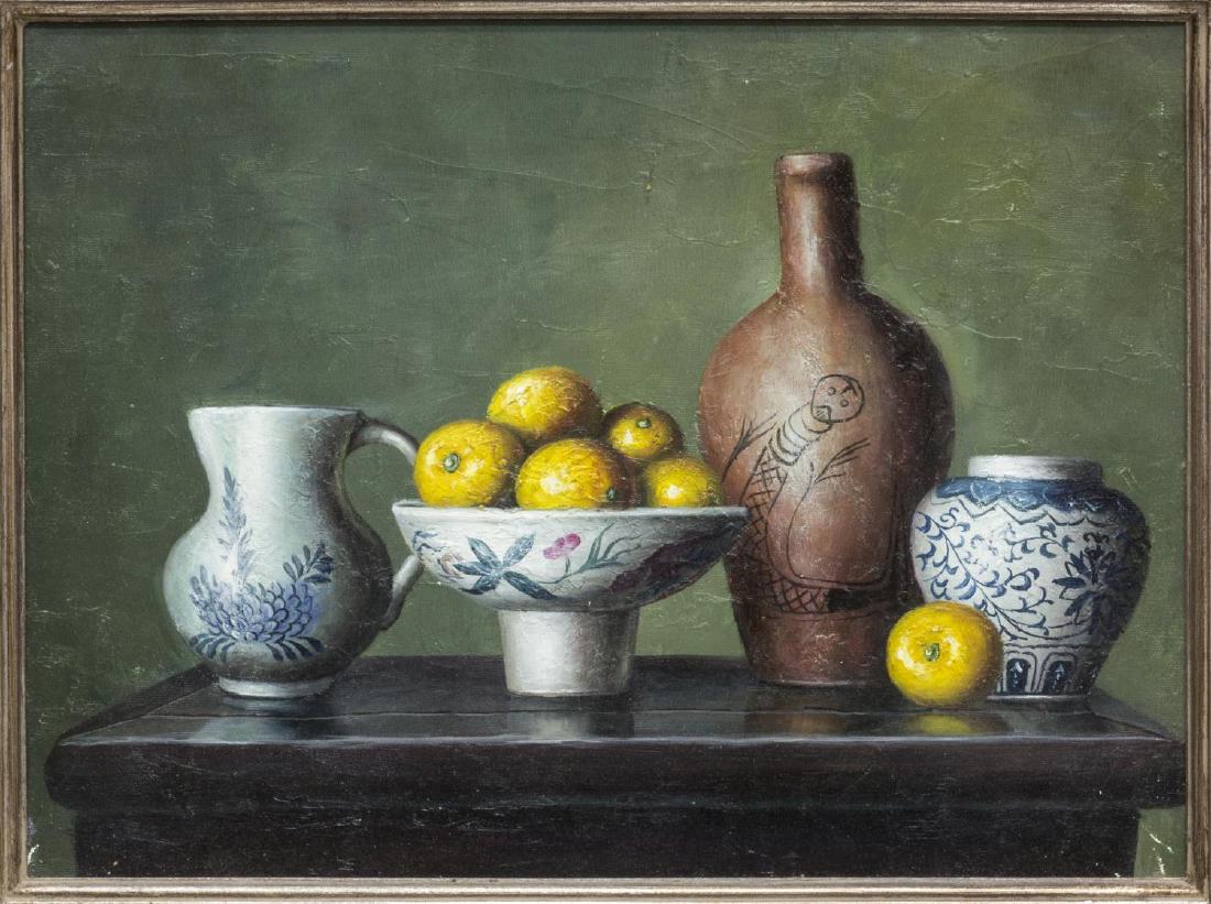 FRAMED ACRYLIC ON CANVAS, STILL LIFE WITH LEMONS (1 of 3)