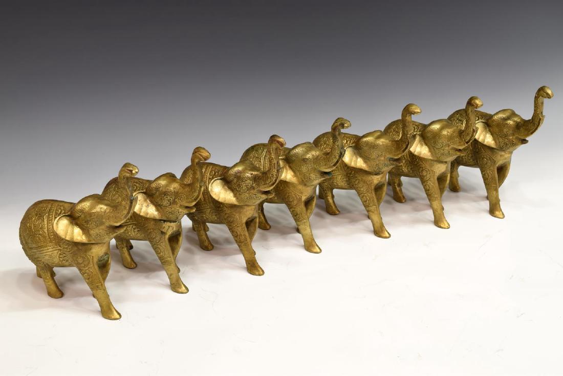 (7) DECORATIVE INCISED BRASS ELEPHANTS (1 of 4)