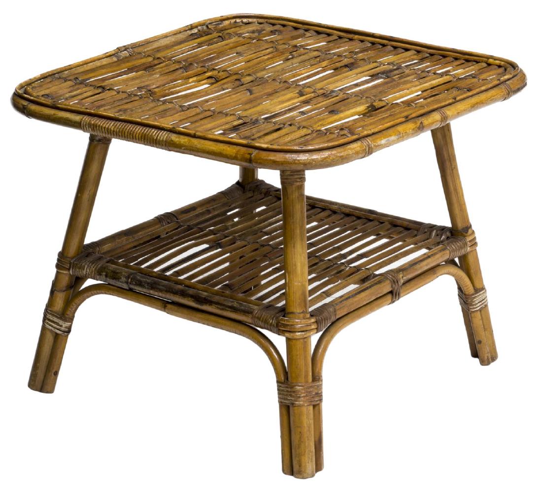 VINTAGE RATTAN SIDE TABLE (1 of 2)