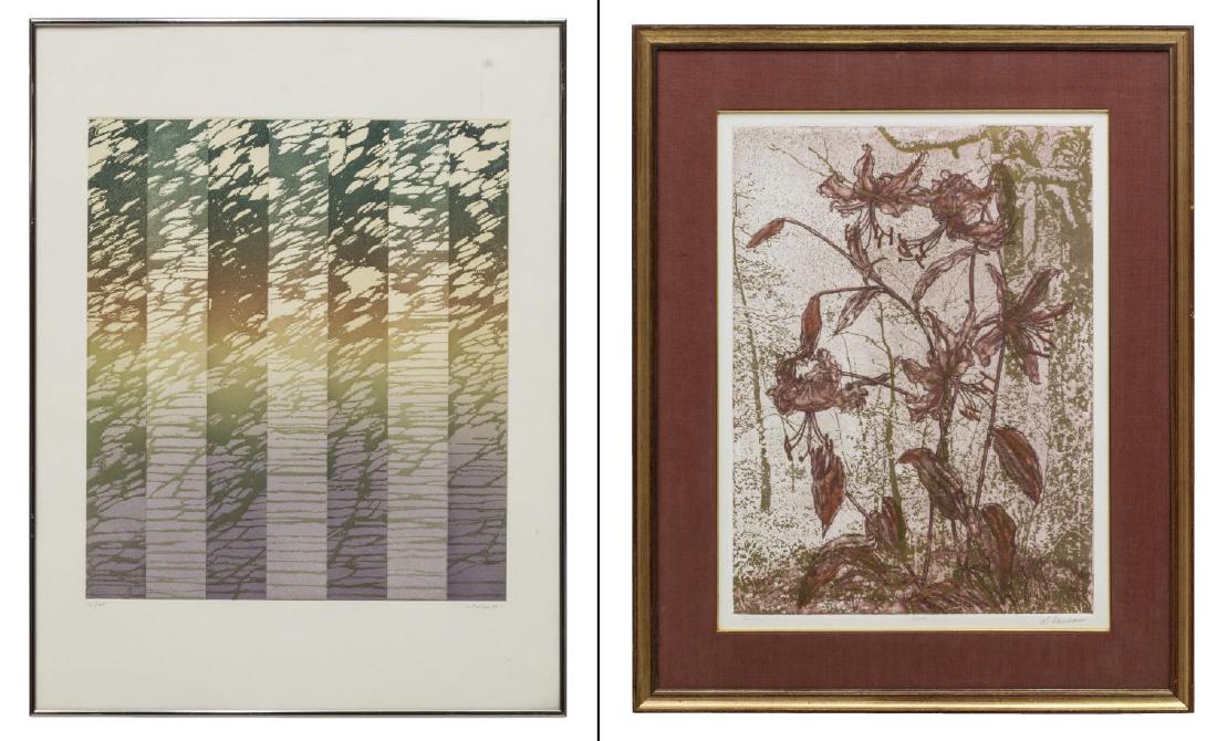(2) FRAMED COLOR PRINTS, GOLDEN LILIES & ABSTRACT (1 of 7)