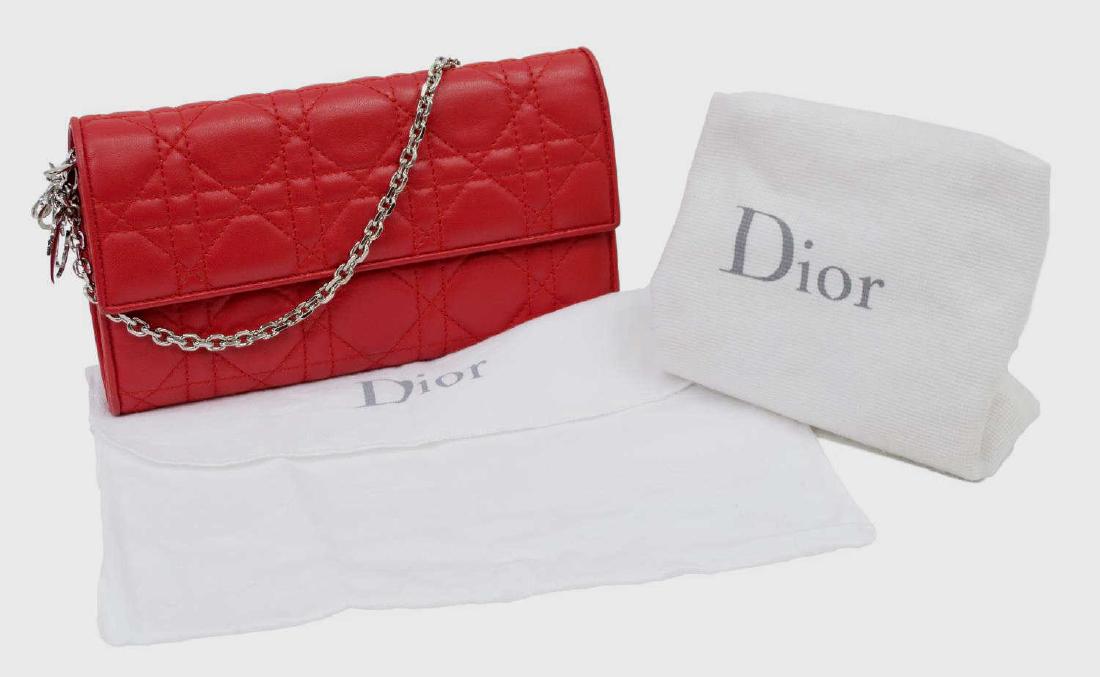 DIOR 'RENDEZVOUS' RED CANNAGE LEATHER CHAIN WALLET (1 of 5)