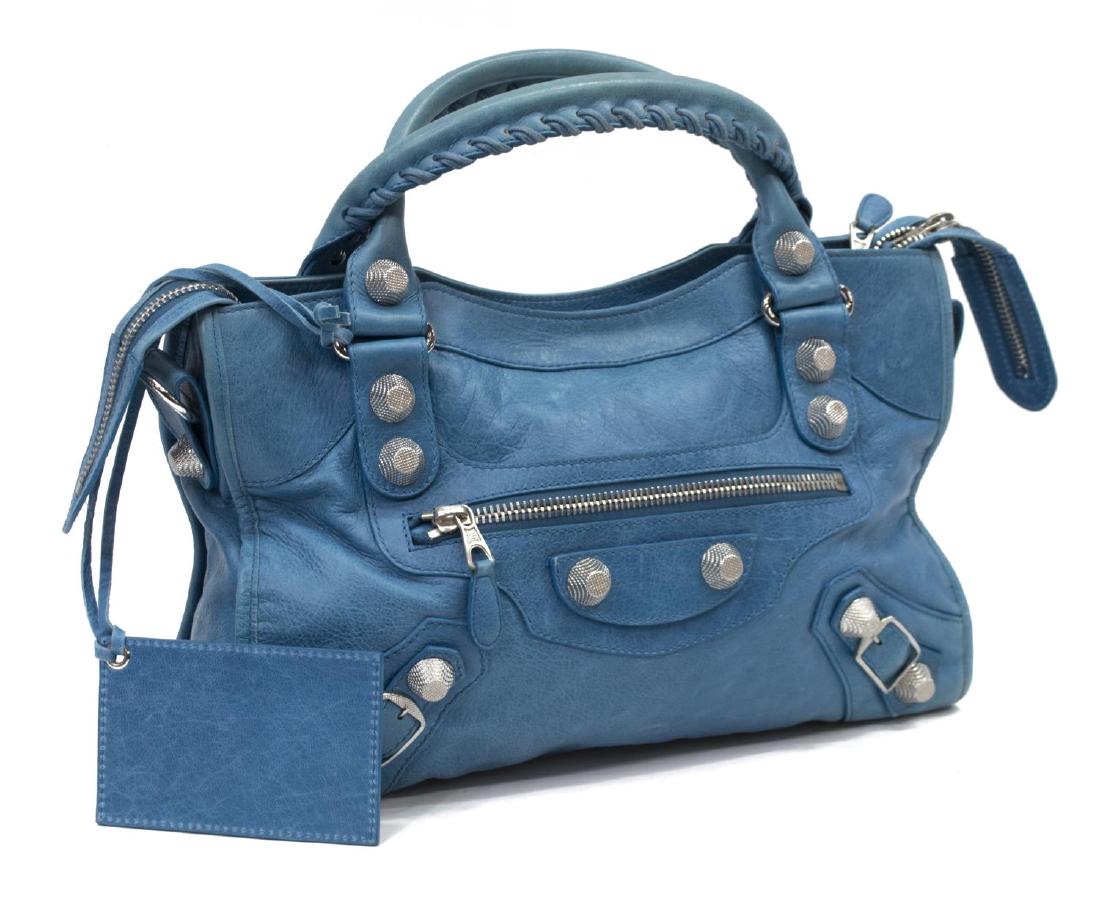 BALENCIAGA 'GIANT CITY' BLUE LEATHER HANDBAG (1 of 5)