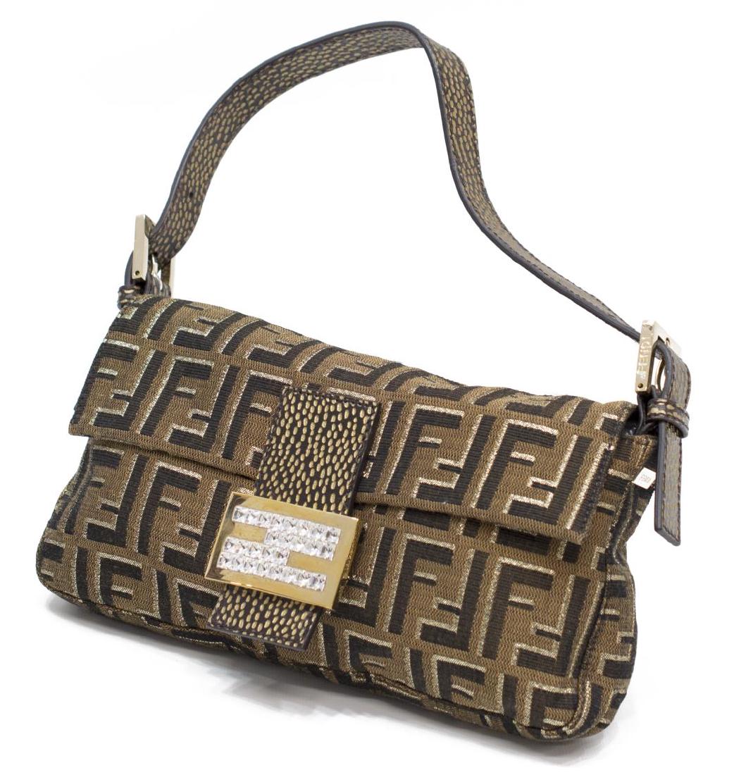 FENDI GOLD ZUCCA MONOGRAM BAGUETTE SHOULDER BAG (1 of 5)