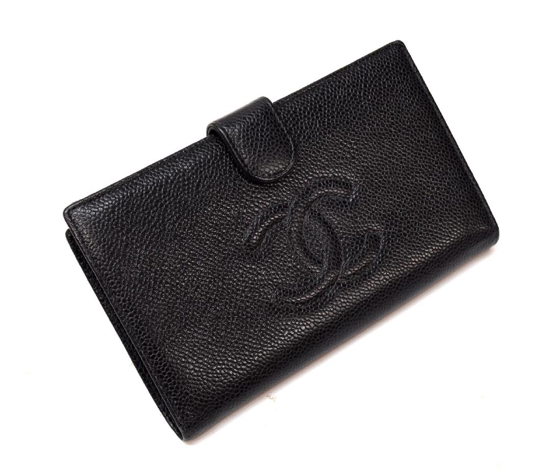 CHANEL BLACK CAVIAR LEATHER LONG FRONT WALLET (1 of 5)