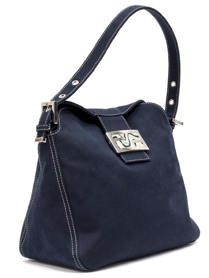 FENDI NAVY CANVAS SINGLE STRAP SHOULDER BAG (1 of 5)