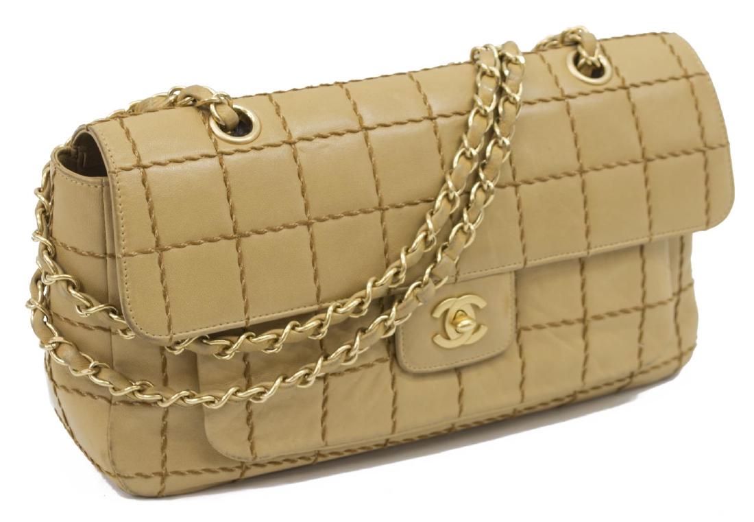 CHANEL SINGLE FLAP TAN QUILT LEATHER SHOULDER BAG (1 of 5)