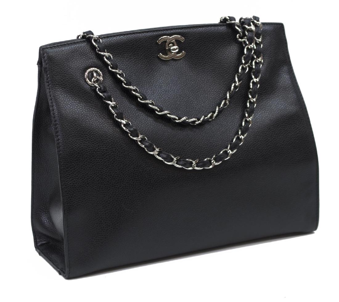 CHANEL BLACK CAVIAR LEATHER SHOULDER TOTE BAG (1 of 5)