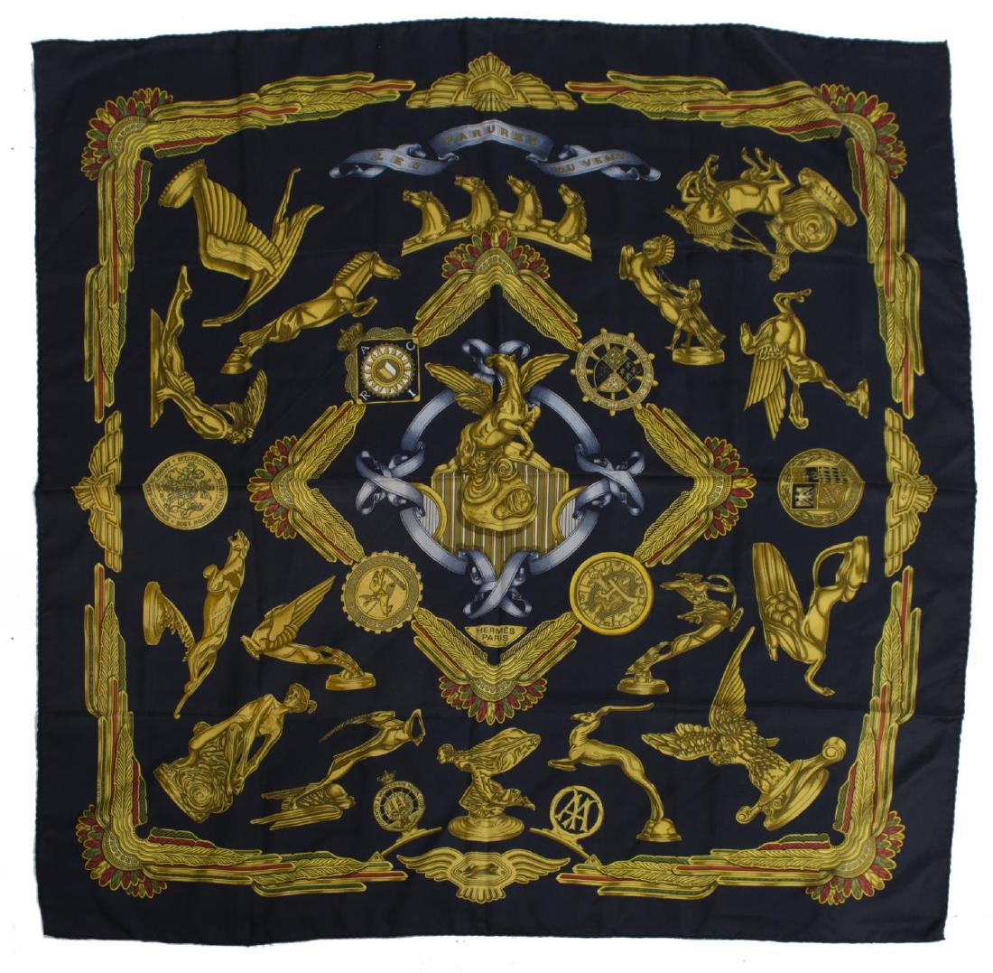 HERMES 'LES PARURES DU VENT' SILK TWILL SCARF (1 of 3)
