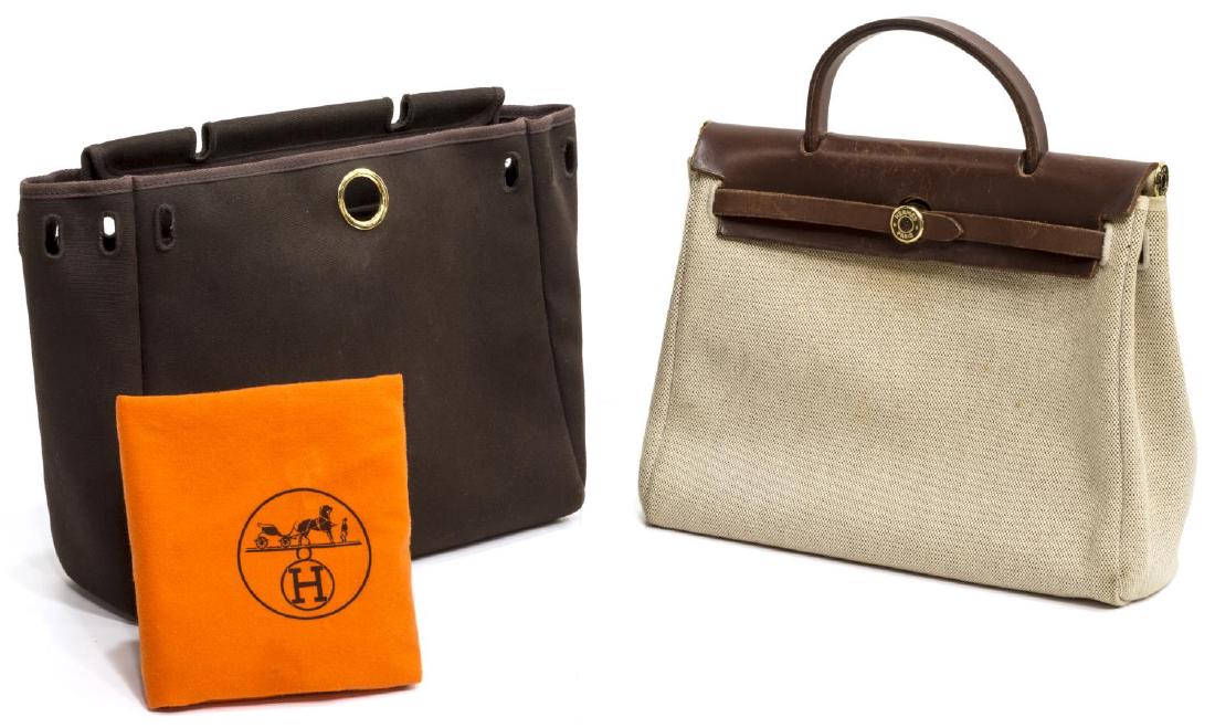 (2) HERMES 'HERBAG' CHANGEABLE CANVAS SHOULDER BAG (1 of 5)