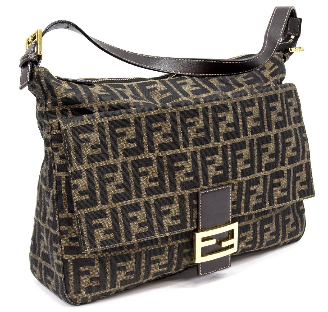 FENDI MONOGRAM CANVAS LEATHER TRIM SHOULDER BAG (1 of 5)