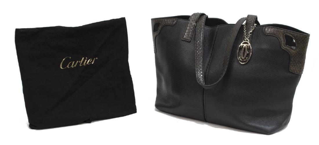 CARTIER PYTHON & LEATHER DOUBLE HANDLED TOTE BAG (1 of 4)