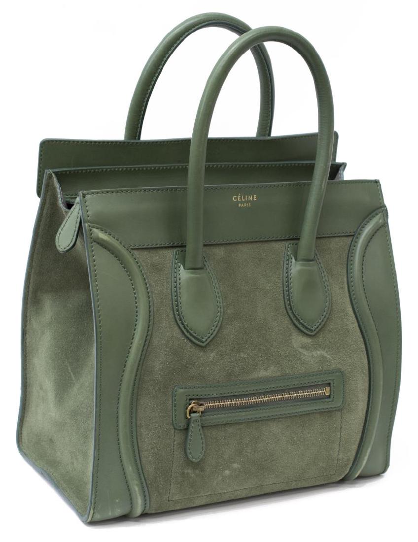 CELINE GREEN SUEDE 'MINI LUGGAGE' HANDBAG (1 of 5)