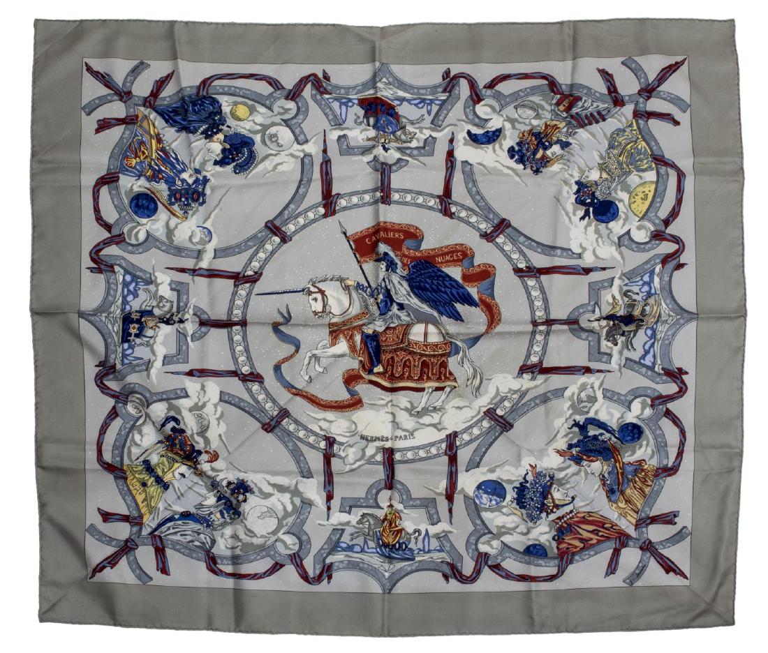 HERMES 'CAVALIERS DES NUAGES' SILK TWILL SCARF (1 of 2)