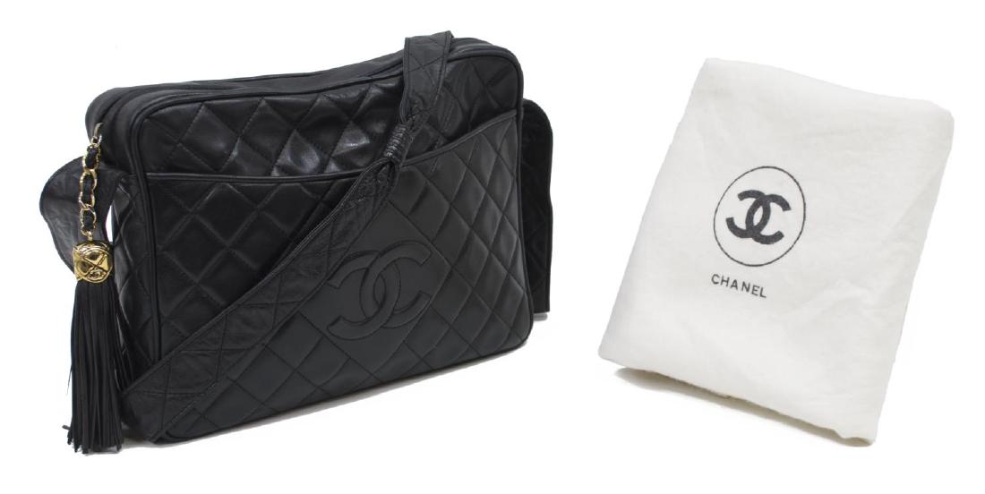 CHANEL BLACK QUILTED LEATHER TASSEL SHOULDER BAG (1 of 5)