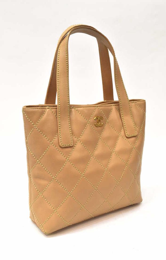 CHANEL QUILTED BEIGE LEATHER HANDBAG (1 of 5)