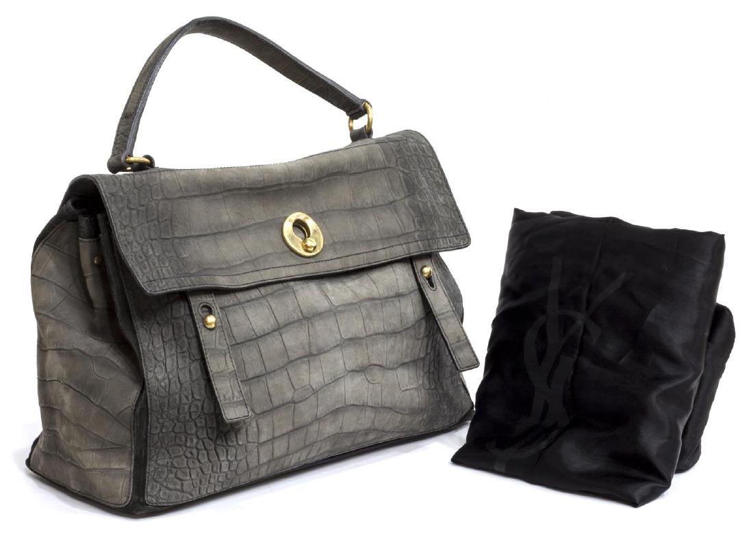 YVES ST LAURENT 'MUSE TWO' GREY LEATHER HAND BAG (1 of 5)