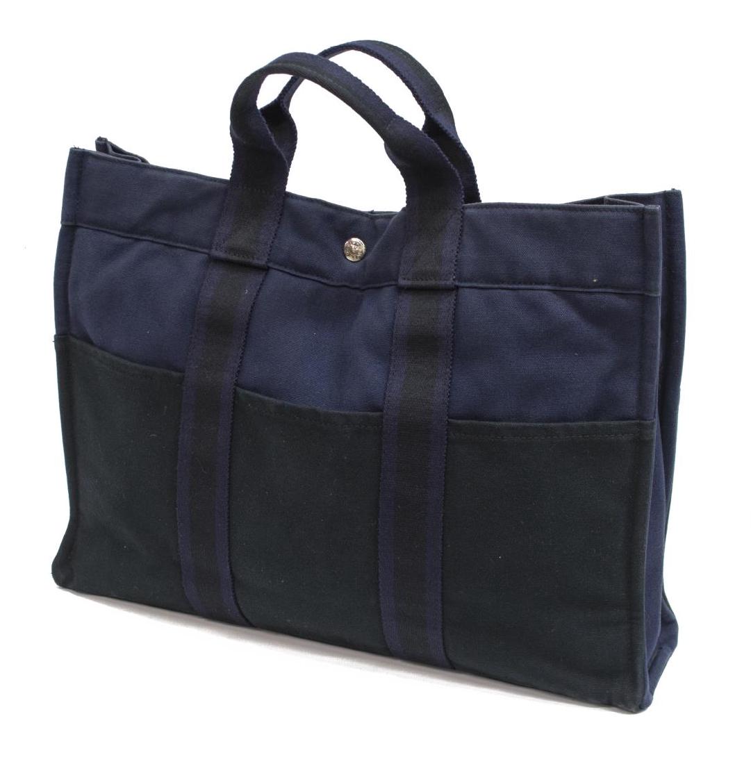 HERMES 'FOURRE TOUT' NAVY & BLACK CANVAS TOTE BAG (1 of 5)