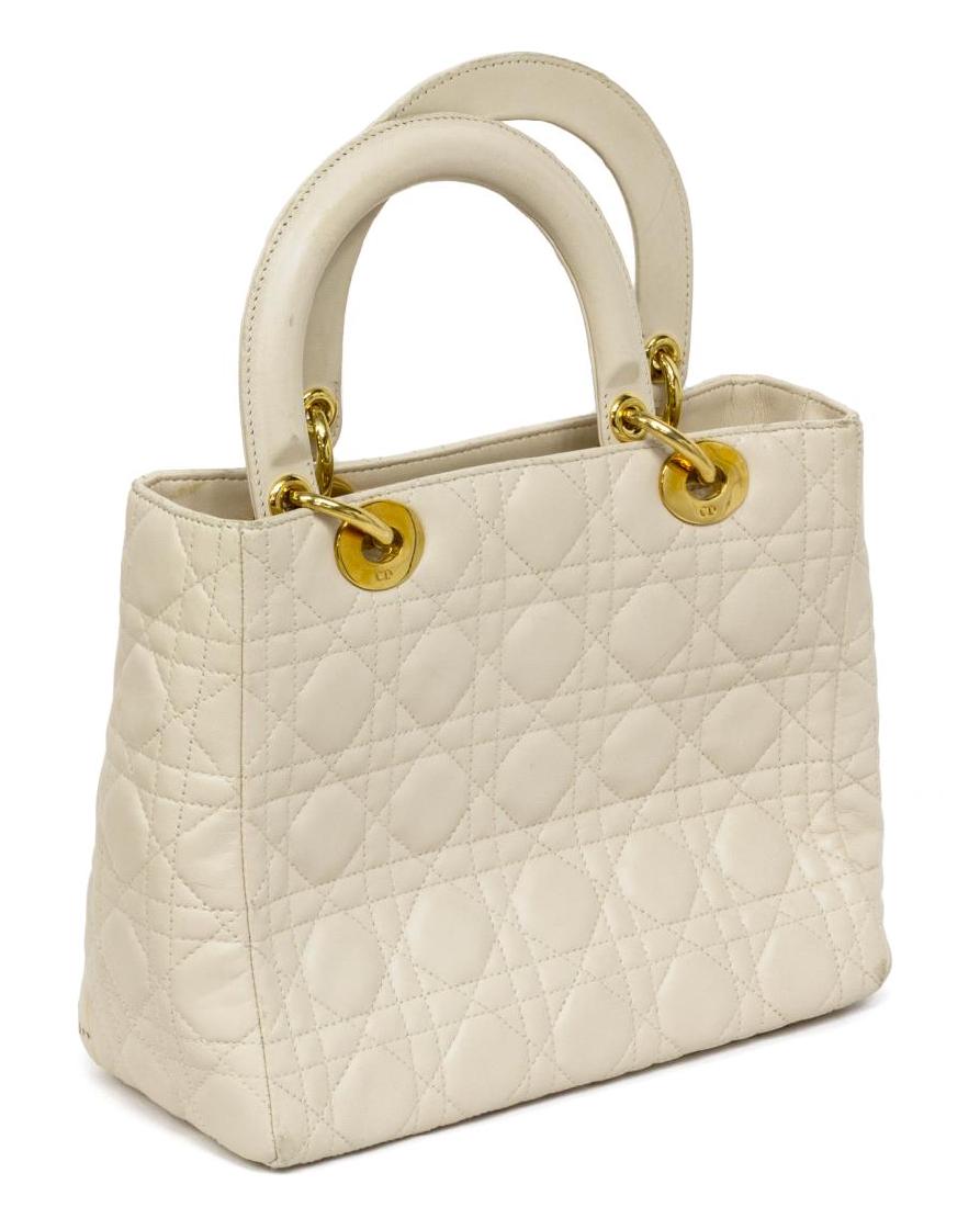 DIOR 'LADY' WHITE CANNAGE LEATHER HANDBAG (1 of 5)