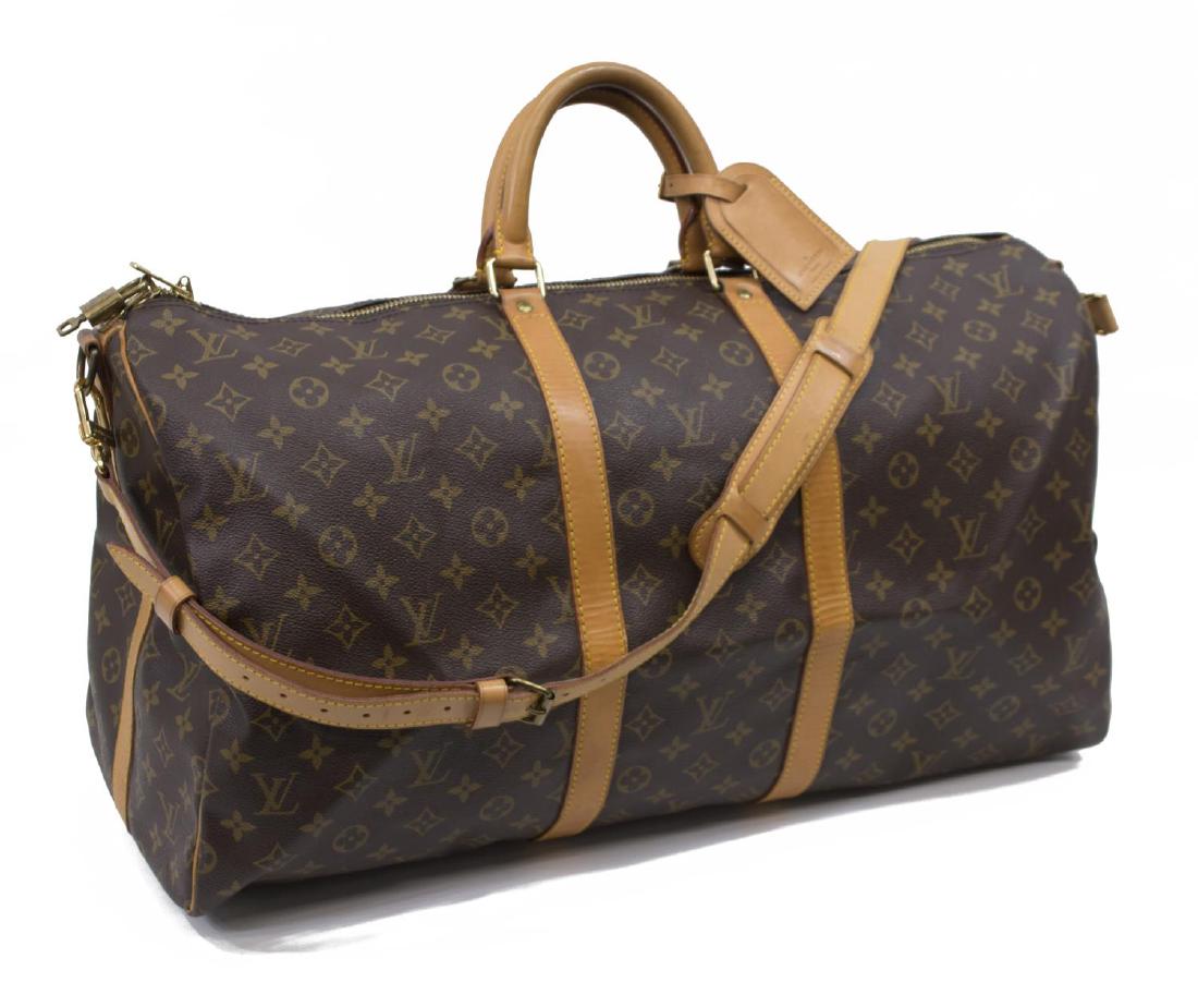 LOUIS VUITTON 'KEEPALL 55' MONOGRAM DUFFLE W/STRAP (1 of 5)