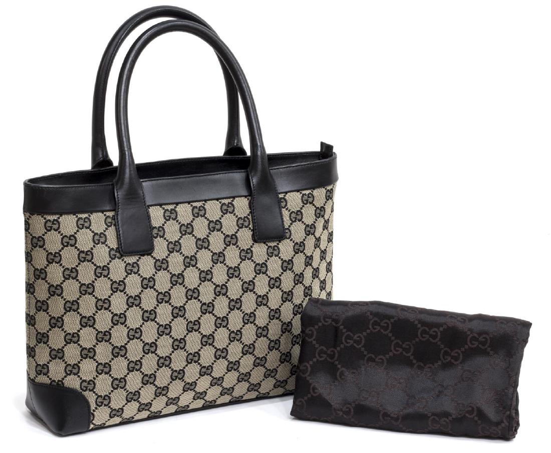 GUCCI MONOGRAM CANVAS & BLACK LEATHER TOTE BAG (1 of 5)