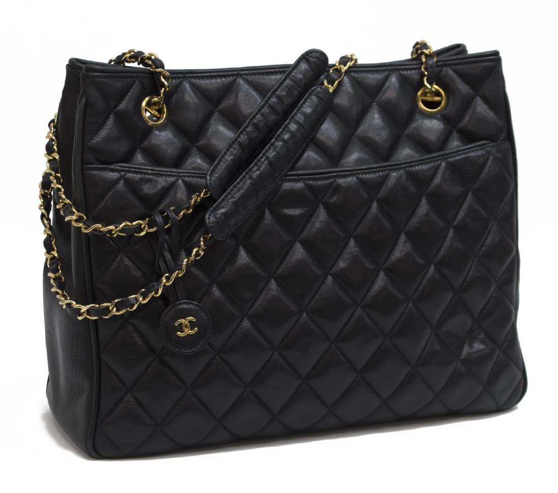 VINTAGE CHANEL BLACK QUILTED LEATHER SHOULDER BAG (1 of 9)