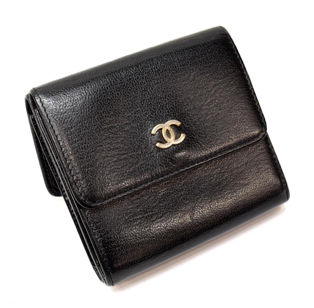 CHANEL BLACK GRAIN LEATHER BIFOLD SQUARE WALLET (1 of 4)