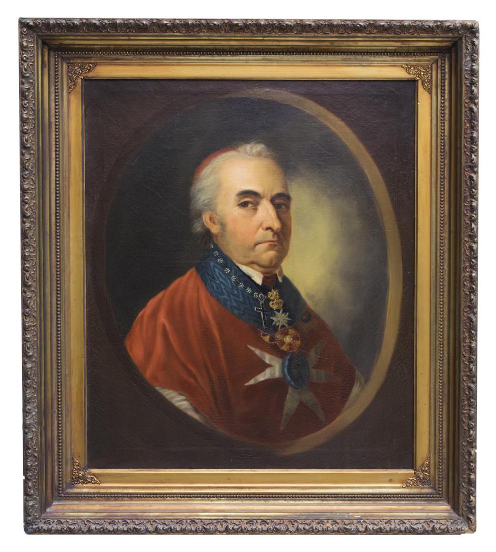 PORTRAIT OF ARCHBISHOP OF MOHILEV, AFTER RUSTEM: Framed oil on canvas, Portrait of Archbishop of Mohilev, Stanislaw Siestrazencewicz, 1905, by Josef Turczynska (Polish 19th/20th c), after Jan Rustem (Turkish/Armenian 1762-1835) depicting white haire