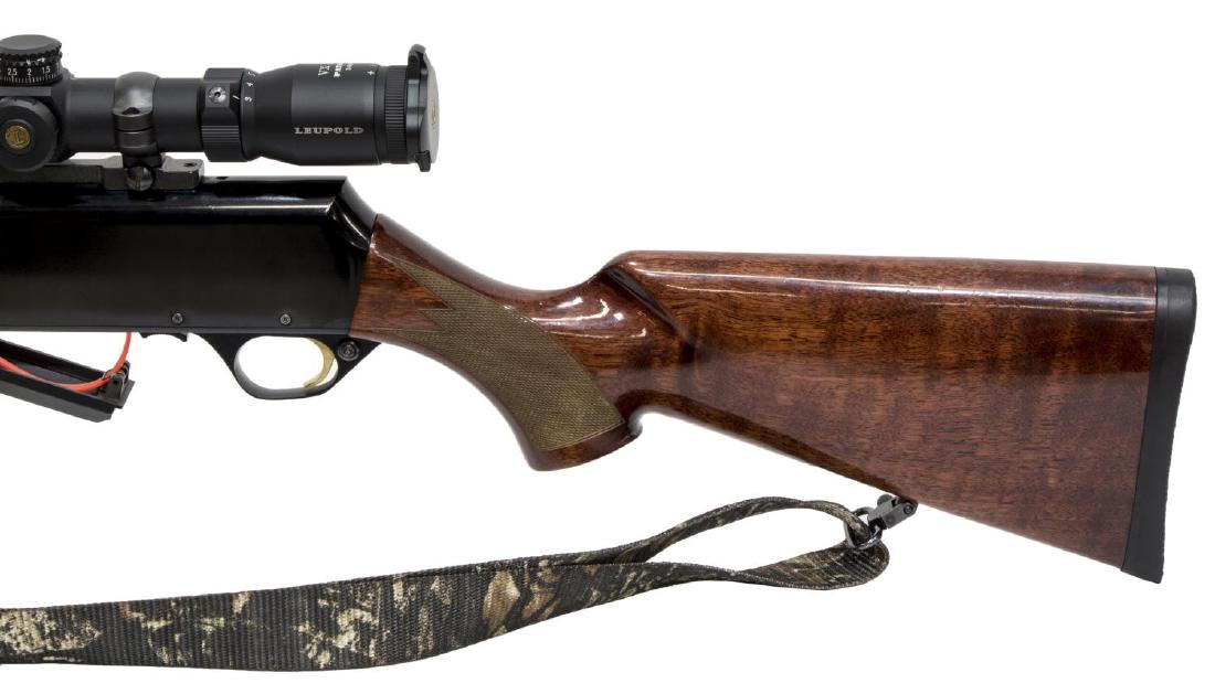 BROWNING BPR . 300 WIN MAG RIFLE & LEUPOLD VXR: Browning BPR Belgium made slide action rifle, .300 Win. Magnum caliber, 24" barrel, hooded front sight, mounted Leupold VXR Patrol 3-9 scope, gloss finish checkered stock, cloth strap, SN 1EZNR27XXX N