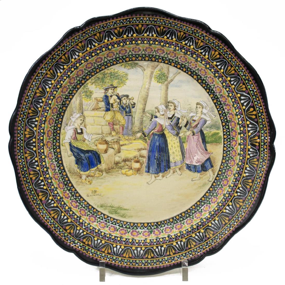 LARGE HB QUIMPER CHARGER, BRETON CHILDREN DANCING (1 of 4)