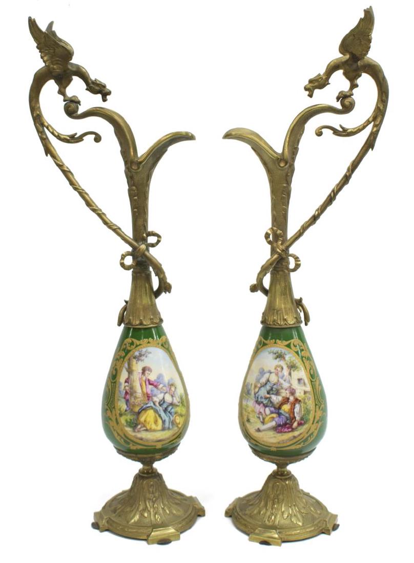 (2) SEVRES STYLE SIGNED ROCHE DRAGON EWERS (1 of 6)