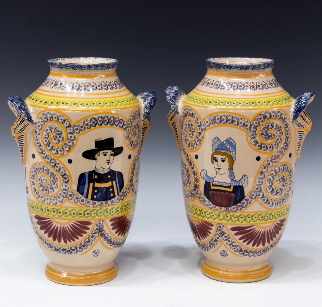 HENRIOT QUIMPER IVOIRE CORBEILLE PORTRAIT VASES (1 of 3)