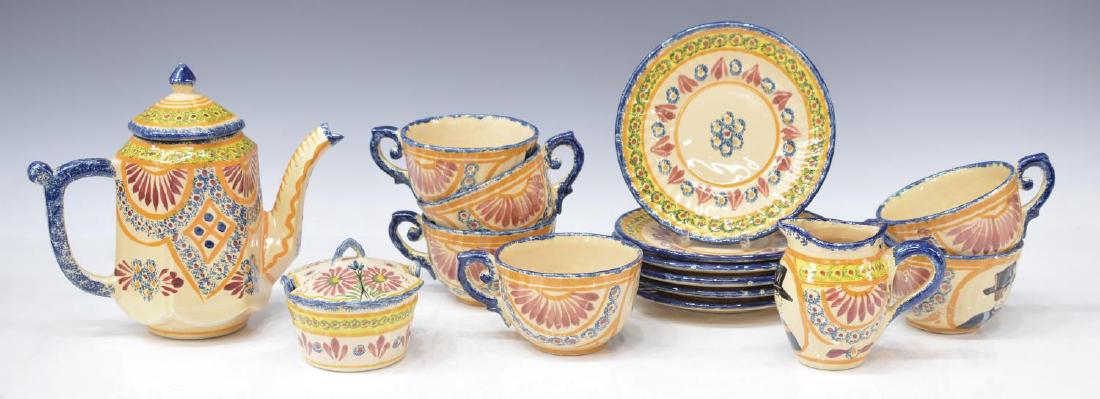 HENRIOT QUIMPER IVORIE CORBEILLE TEA SERVICE (1 of 6)