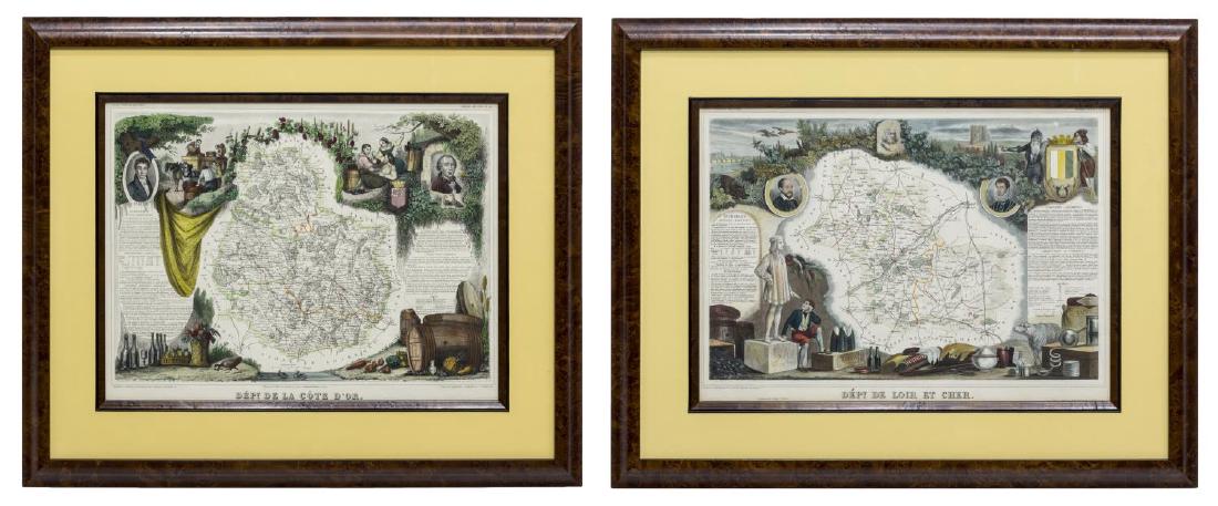 (2) FRAMED HAND COLORED MAPS AFTER V. LEVASSEUR (1 of 6)