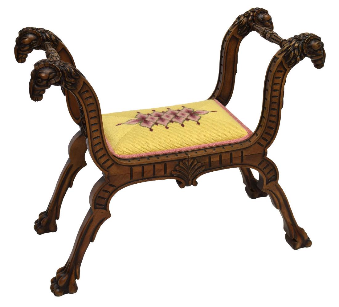 FRENCH EMPIRE STYLE RAMS HEAD CURULE WINDOW SEAT (1 of 3)