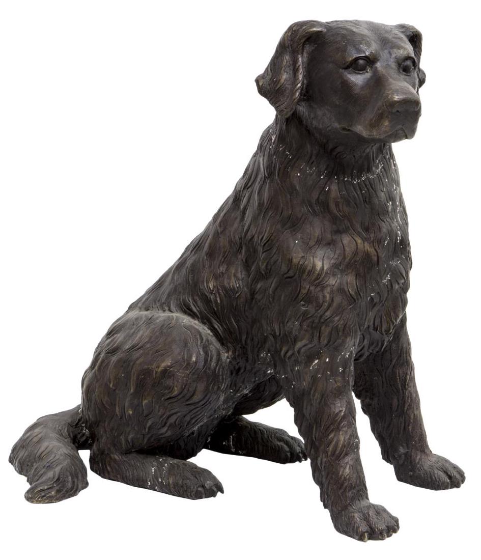 BRONZE SEATED DOG SCULPTURE (1 of 4)