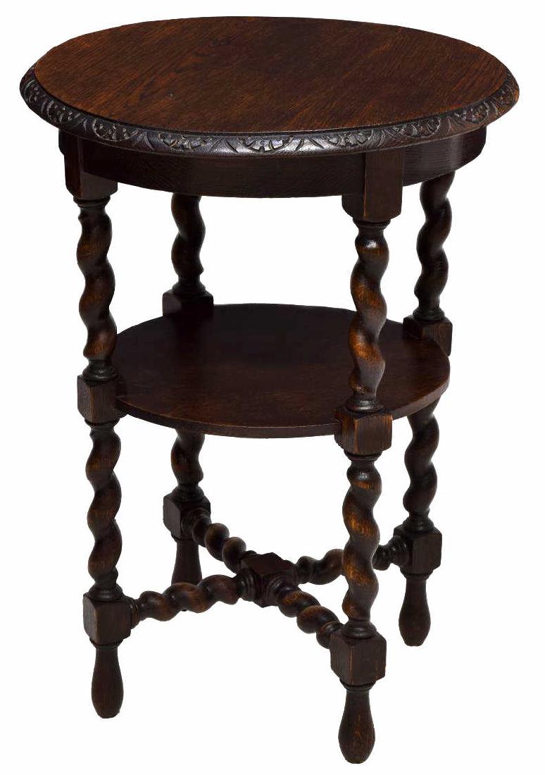 FRENCH OAK CIRCULAR TWO TIER SIDE TABLE (1 of 2)
