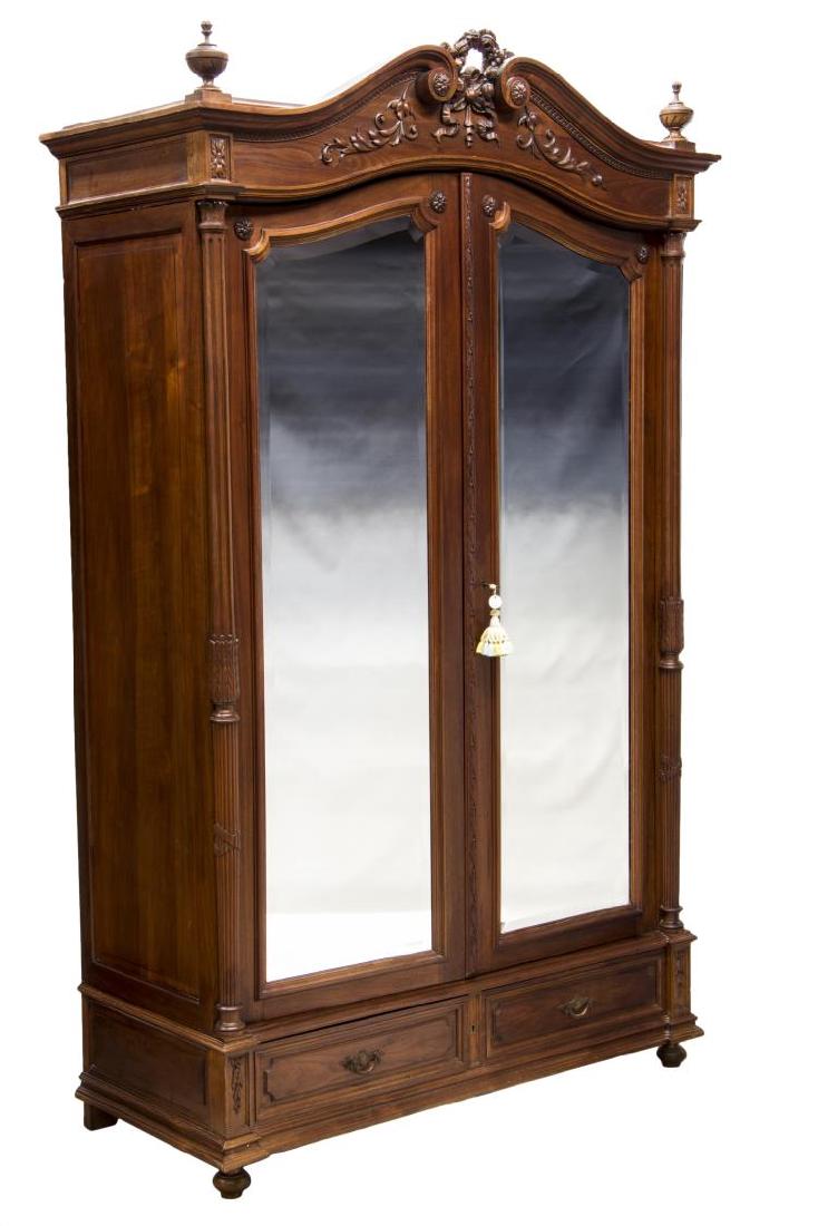 FRENCH LOUIS XVI STYLE DOUBLE MIRRORED ARMOIRE (1 of 3)