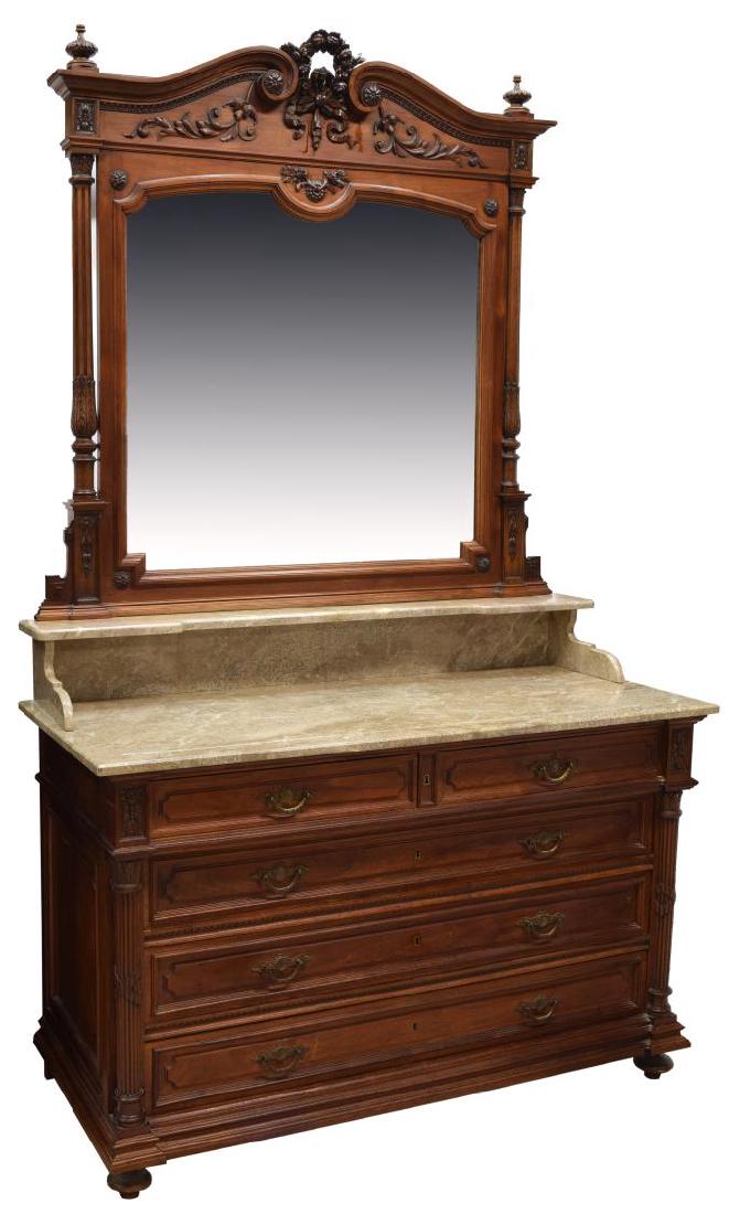 GOOD FRENCH LOUIS XVI MARBLE, MIRRORED DRESSER (1 of 2)