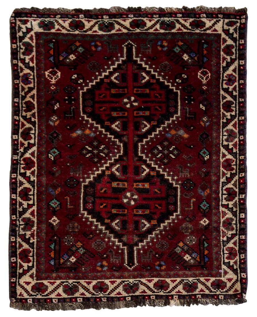 SHIRAZ HANDMADE WOOL RUG, PEACOCKS, 2'8" X 4'1" (1 of 2)