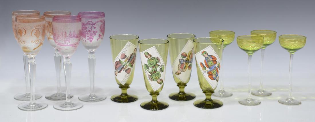 (13) COLORED, ETCHED & ENAMELED DRINKING GLASSES (1 of 4)