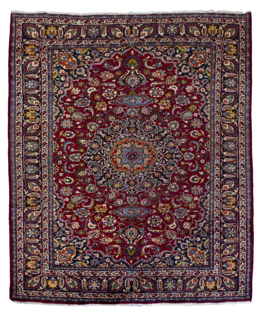 MASHAD HAND TIED WOOL RUG, APPROX 9'4" X 6'6" (1 of 2)